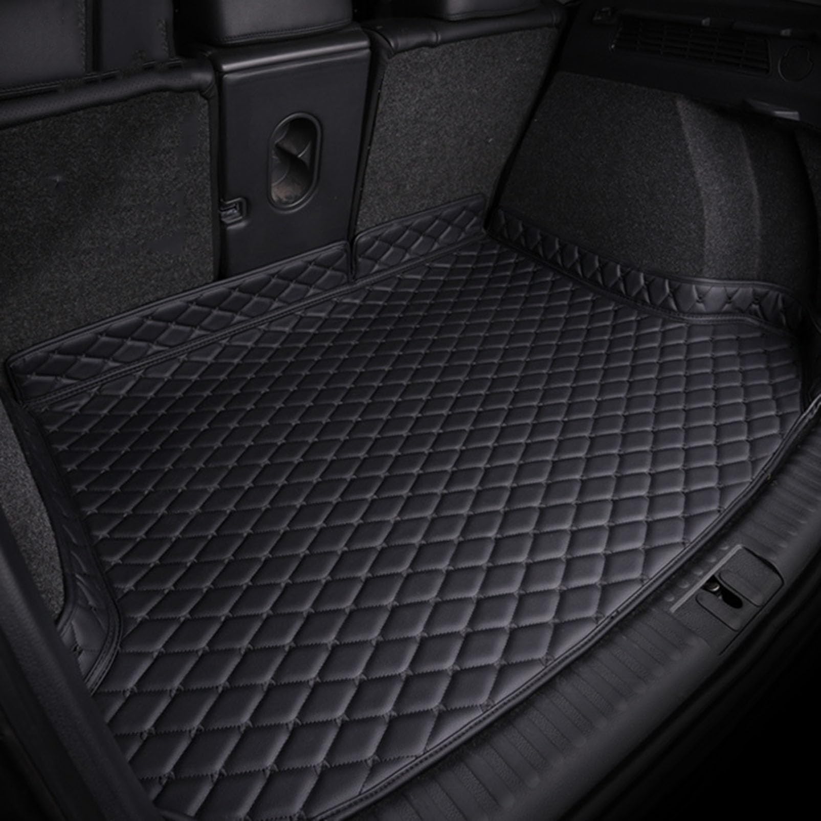 JGQFB Car Leather Boot Liner Mats for Cupra Formentor 2021-2023, Waterproof Anti Scratch Anti Slip Trunk Carpets Interior Accessories,A/Black