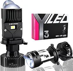 H4 Farol Blub com Lente de Projetor Canbus Hi/Lo Beam, 120W 30.000LM Extremamente Brilhante 6000K Branco com Linha de Corte Transparente, H4/9003/HB2 Mini Hyperboloid Matrix Kit de Retrofit de