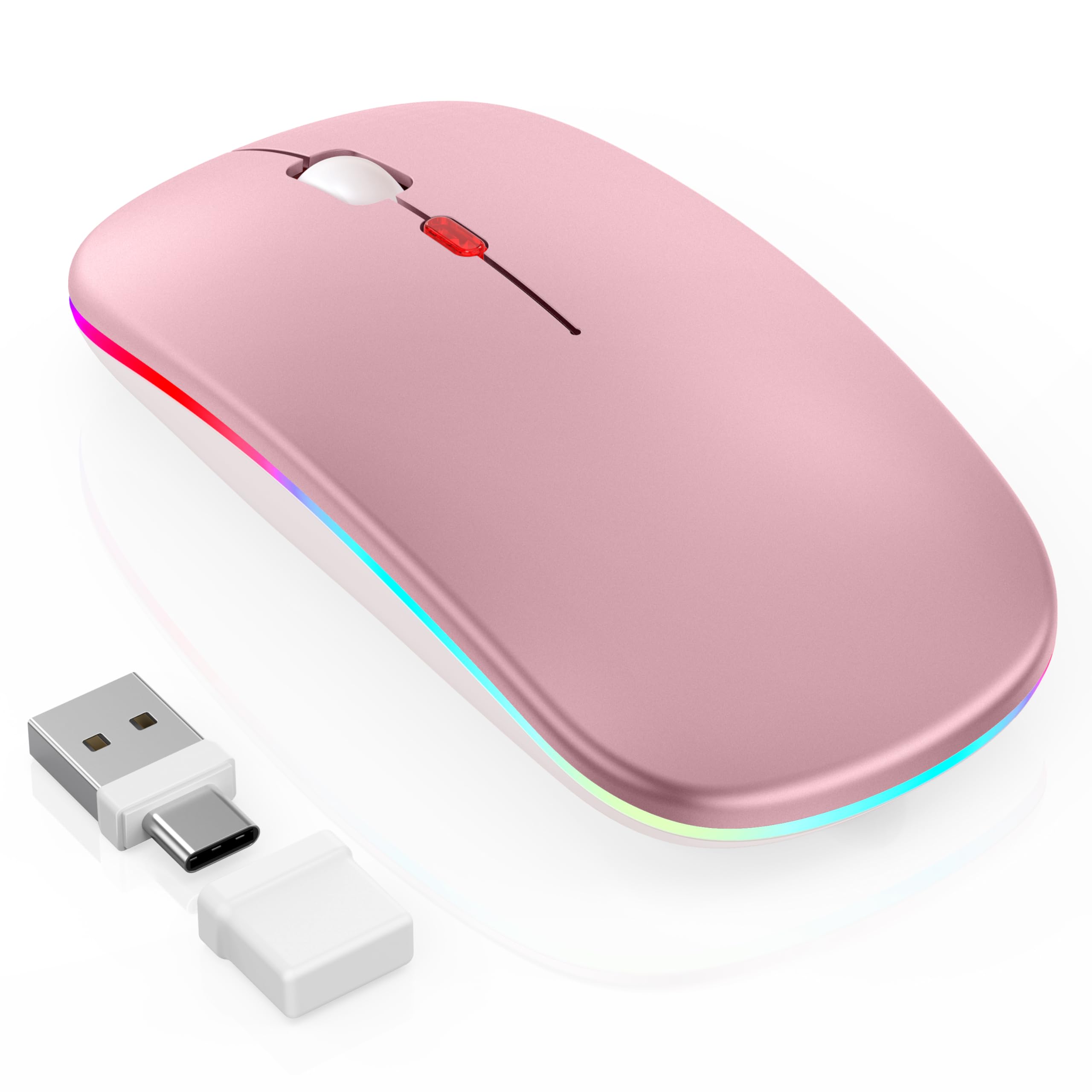LED Bluetooth Mouse for Laptop MacBook iPad - Built-in Mouse Jiggler 4-Mode Bluetooth 5 2 3 0 2
