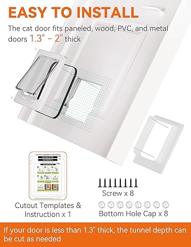 Miniatura 6 de Puerta interior de puerta para gatos, puertas interiores para gatos, puertas medianas para mascotas de hasta 13 libras (tamaño del marco 7.5 x 8.7