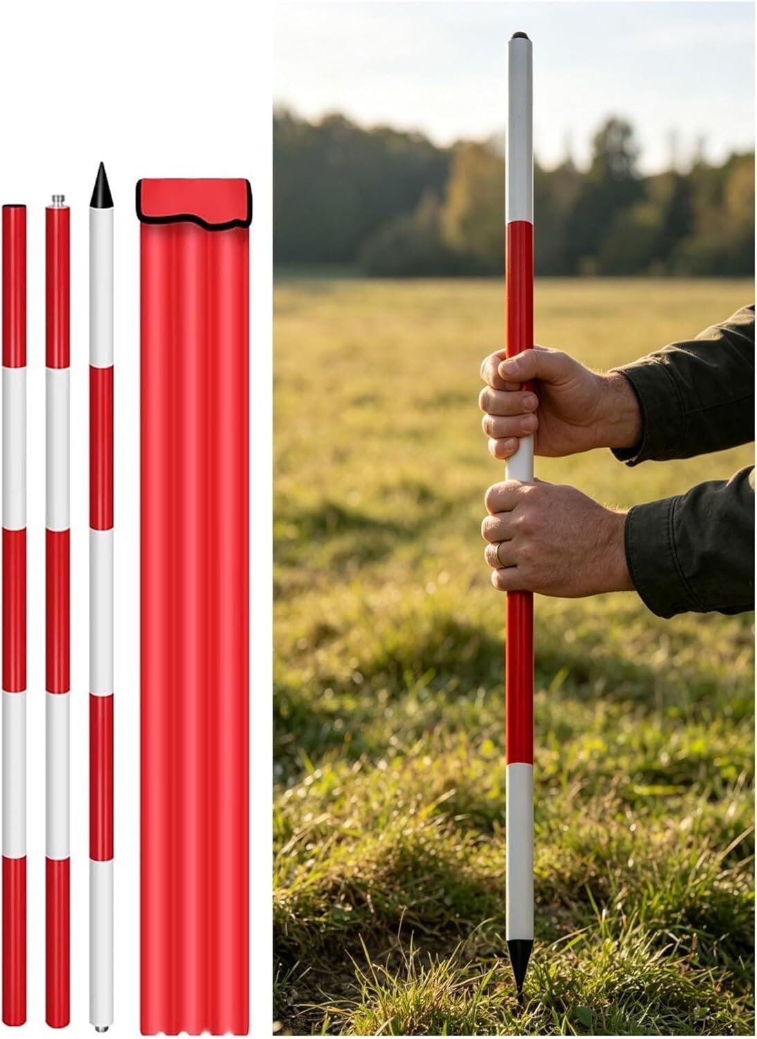 VUIKLCty Aluminum Survey Rod For Surveying Depth Measurement Construction And Land Mapping