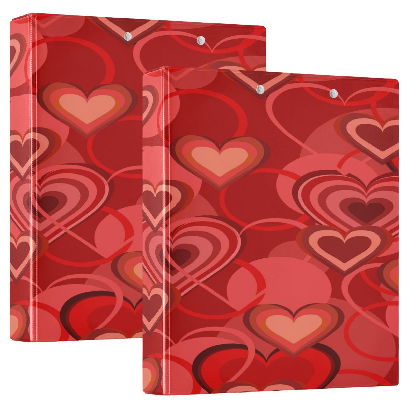 SKYSHU Love Heart - Raccoglitori ad anelli rotondi con 3 tasche interne in PVC trasparente, impermeabili, robusti, 3,8 cm, con clip in metallo antiscivolo, raccoglitori versatili per 200 fogli,