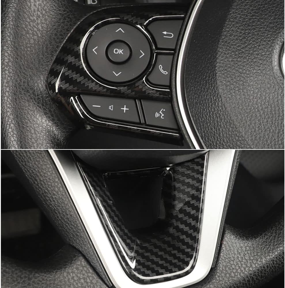 BOYUER for Toyota Corolla 2020-2026 Corolla Cross/ 2019-2025 Corolla Hatchback 3PCS ABS Steering Wheel Panel Cover Trim Sticker Car Interior Accessories Decoration Panel Moulding Trims(Carbon Fiber)