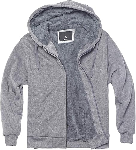 Gary Com - Sudadera de sherpa pesada con capucha para hombre, forro de vellón grueso, con cremallera completa, cálida chaqueta de trabajo para el