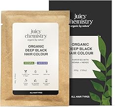 Juicy Chemistry 100% Organic Hair Colour - Doppio (Deep Black) 200 gms, Chemical-Free, Long-Lasting Grey Coverage | All Natural Semi Permanent Hair Colour, Safe for Sensitive Scalp