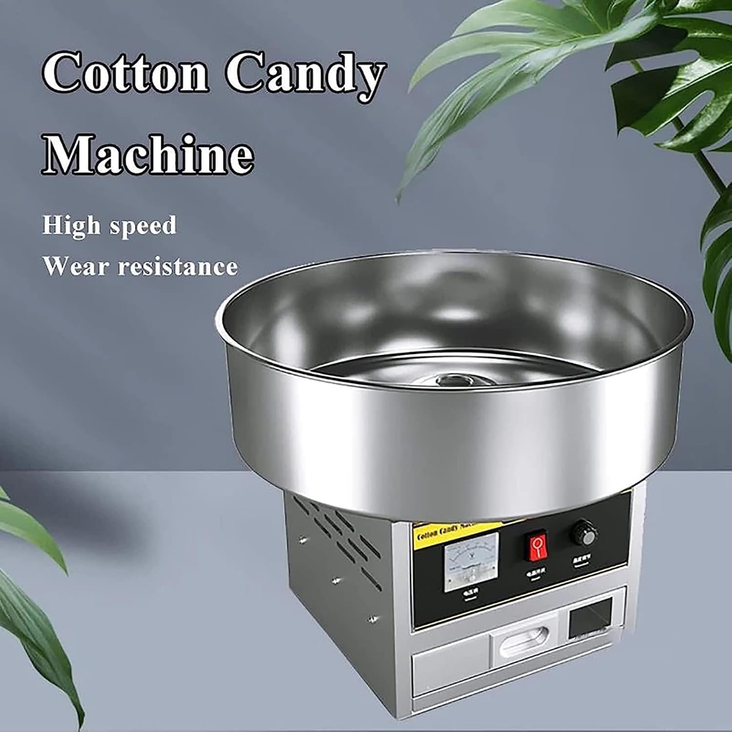 Commercial Cotton Candy Machine, Electric Color Fancy Marshmallow Making Machine, Adjustable Temperature, with Extra Storage Box and Bamboo Stick Bucket, Perfect for Family Party(Silver)