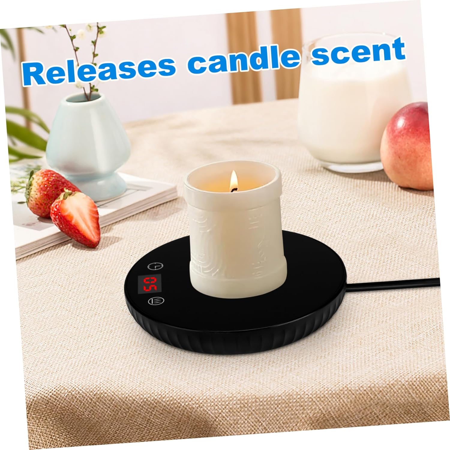 Cabilock 55degree Temperature Display Mug Warmer Electric Cup Heating Mat for Coffee Milk and Beverages Compact and Practical Design for Office and Home Plug