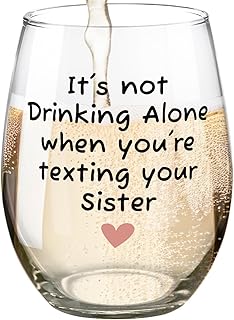 Fatbaby Funny Wine Glass Gifts For Sisters Besties Best Friends Women, Humorous Christmas Birthday Mother's Day Gifts Stemless Wine Glass for Sister Wine Lovers 15 OZ