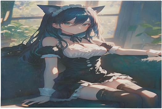 Area Rugs 2x3 Washable Non Slip Doormat for Kitchen Entryway Bedroom Sexy Cat Girl Maid Anime alfombra para sala