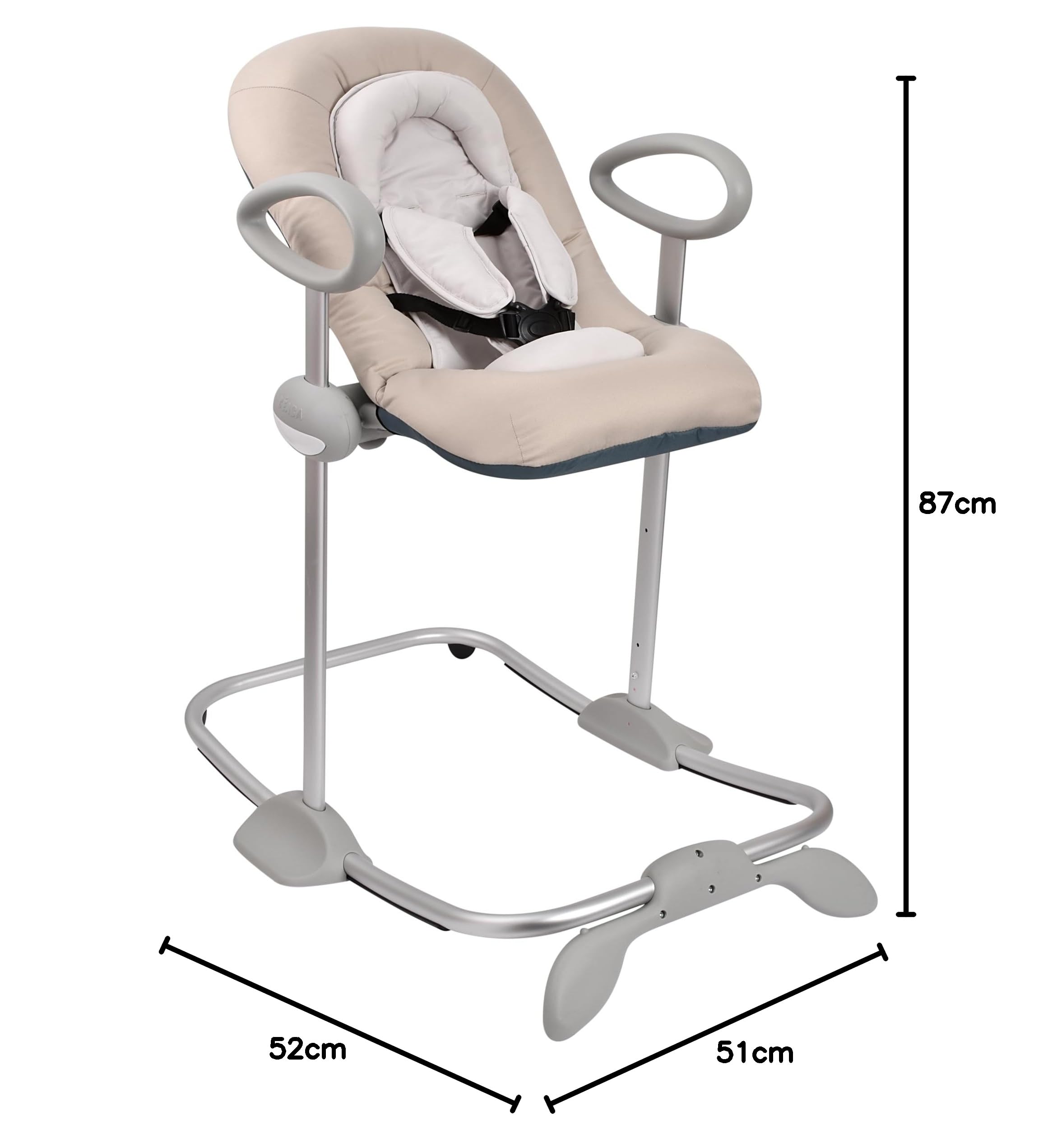 BÉABA, Hamaca Up & Down IV, Regulable en Altura, Unisex para Bebé y Niños, 3 Posiciones de Inclinación, Arnés de Seguridad 5 Puntos, Reductor de Nacimiento, Arcilla