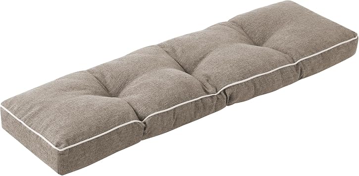 IPYNBAP Bench Cushion, 36 x 14 Inch Patio Furniture Cushions with Durable Ties, Soft Memory Foam Bench Cushions for Indoor/Outdoor Furniture with Non-Slip Bottom, Kitchen&Dining, Khaki