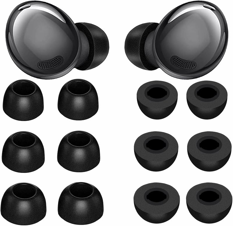 6 Pairs Memory Foam Galaxy Buds Pro Ear Tips Buds, S/M/L 3 Size Replacement Reduce Noise Fit in Case Comfortable Earbuds Compatible with Samsung Galaxy Buds Pro/Galaxy Buds 2 Pro - Black