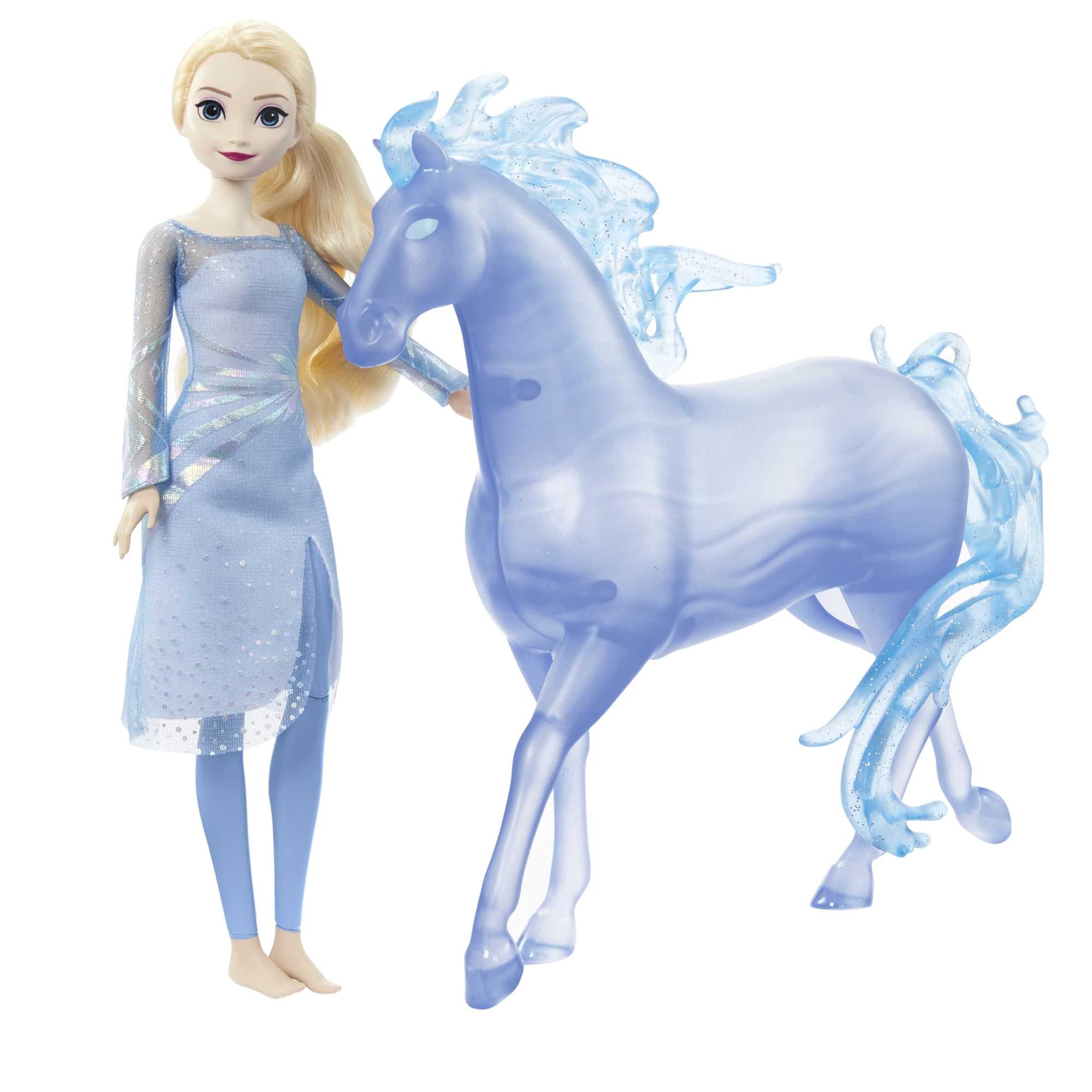 Mattel DISNEY Die Eiskönigin Elsa und Nokk - Bewegliche Elsa-Puppe, majestätische Wasserfigur Nokk, inspiriert vom Zweiten Teil, für Kinder ab 3 Jahren, HLW58