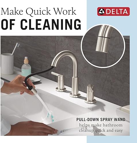 Miniatura 54 de Delta Faucet Nicoli - Grifo con distancia cromado para el baño, para 3 agujeros Inoxidable