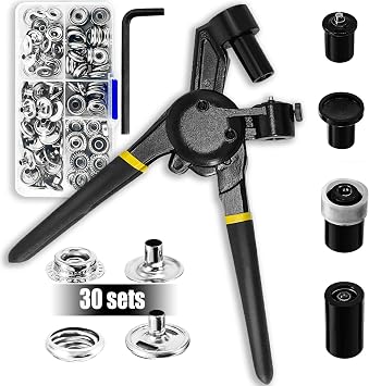 Loyala Heavy Duty Snap Fastener Tool, Upgraded Version Snap Fastener Pliers Snap Button Tool Includes 30 Sets 15mm Snap Button Kit for Boat Cover, Repairing Boat Covers, Canvas