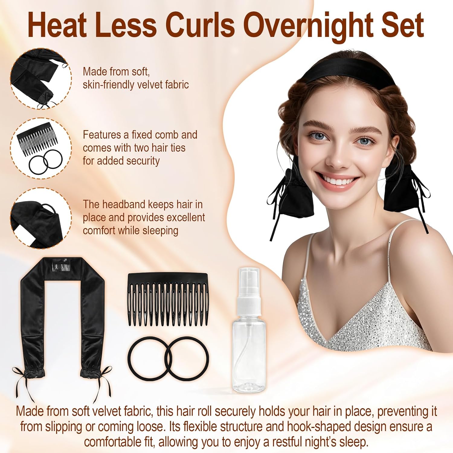 Sleepy Tie, Heatless Curls Overnight Set for Long Hair