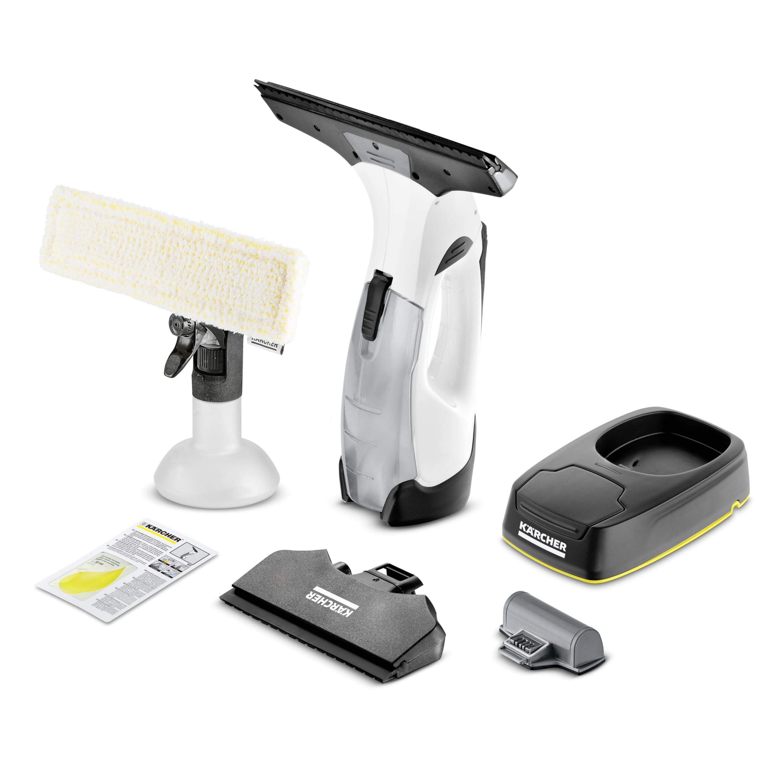 Karcher Window Vacuum Cleaner WV 5 Plus N Battery, with Additional Battery, LED Charge Level Indicator, 2 Suction Nozzles, Spray Bottle with Microfibre Cover, 20 ml Window Cleaner Concentrate