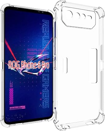 USTIYA Case for ASUS ROG Phone 6 Pro Clear TPU Four Corners Protective Cover Transparent Soft funda