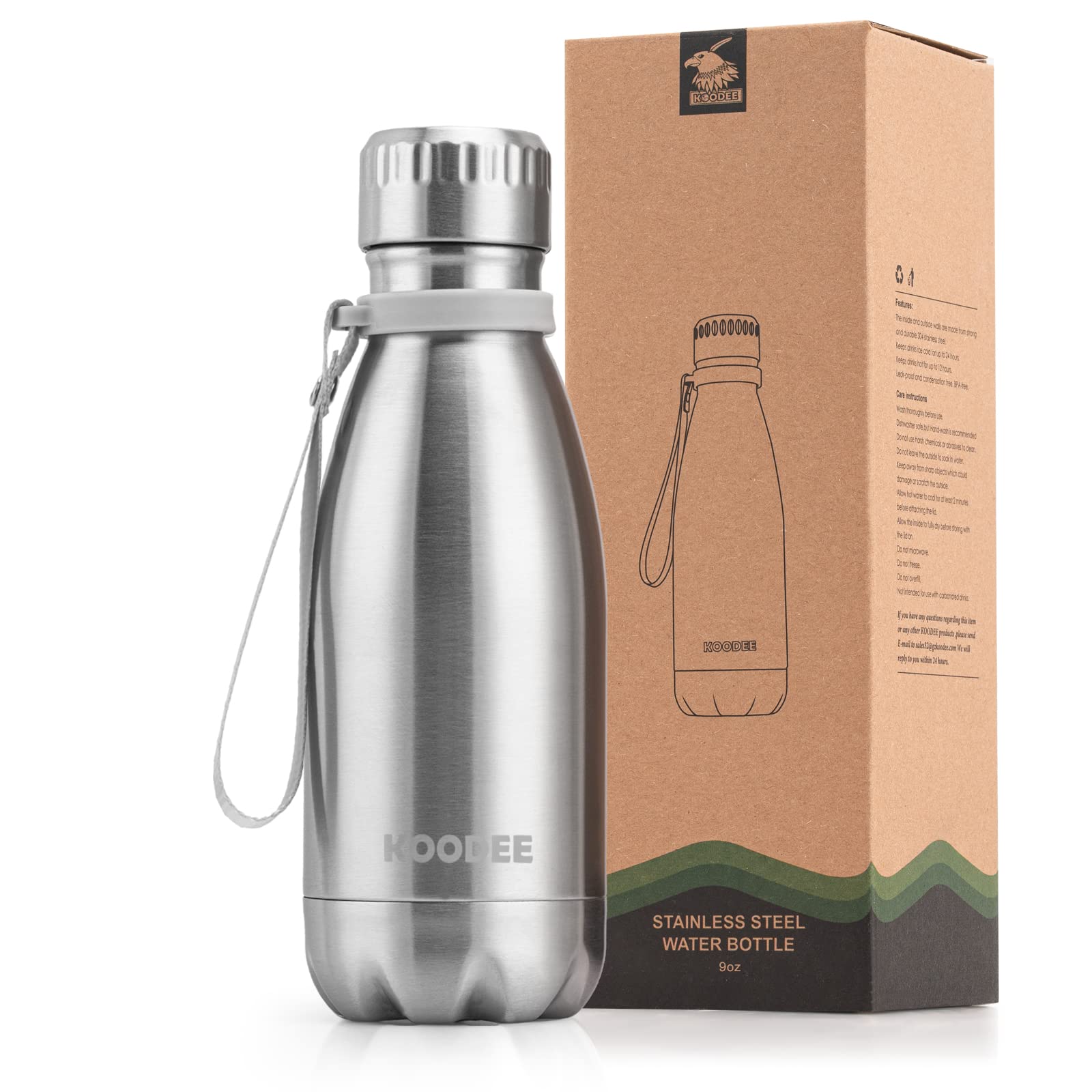 Amazon.com: koodee Water Bottle-9 oz Stainless Steel Double Wall