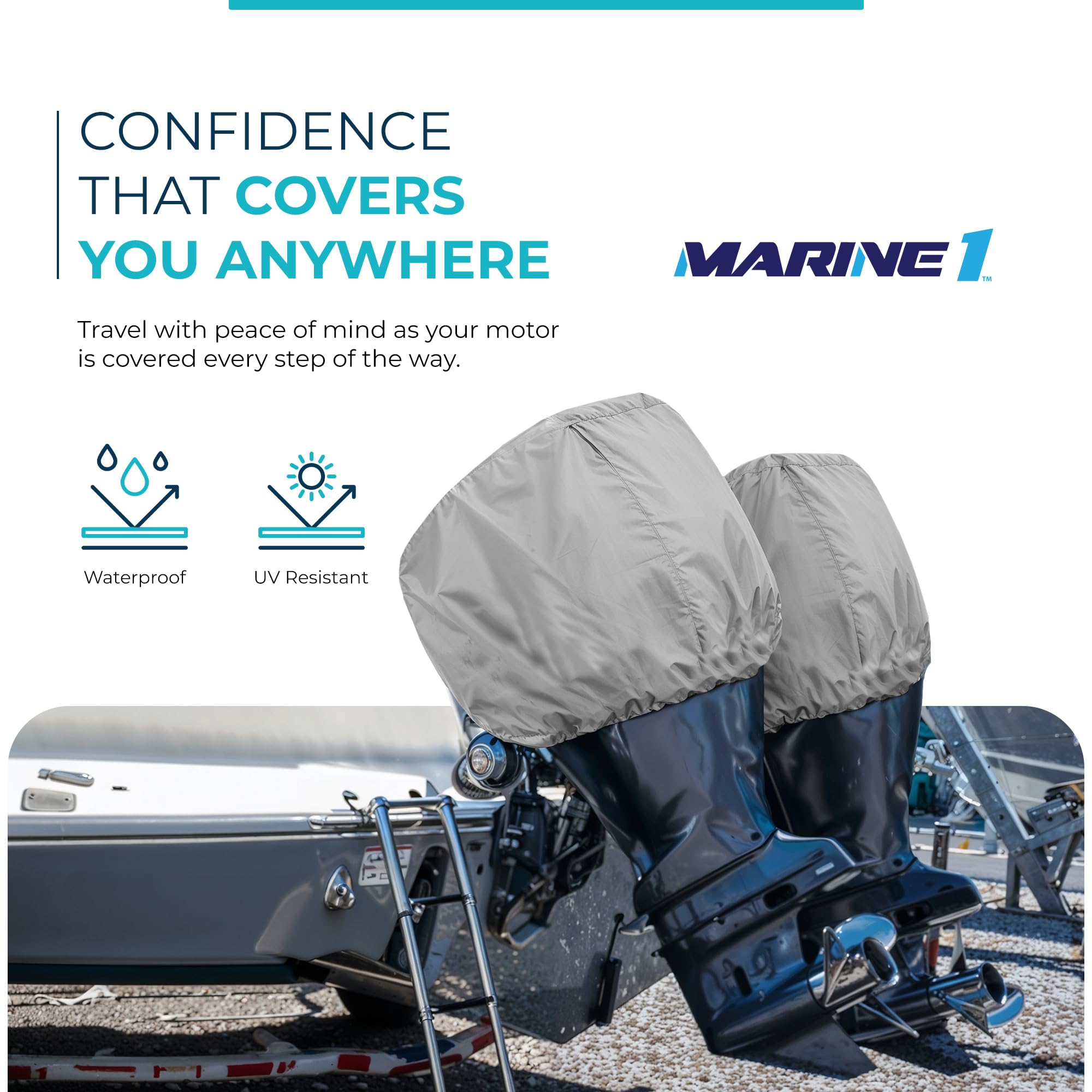 600 Denier Blue Outboard Motor Cover For 50HP-115HP 4 Stroke Engines - SBU