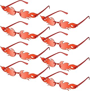 8 Pairs Fire Flame Glasses Rimless Fire Flame Sunglasses for Women Men Summer Beach Wedding Accessory