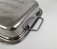 Vista 5 de Tredoni Bandeja rectangular de acero inoxidable para horno de 12 pulgadas, dos asas plegables, bandeja para hornear pasteles/galletas