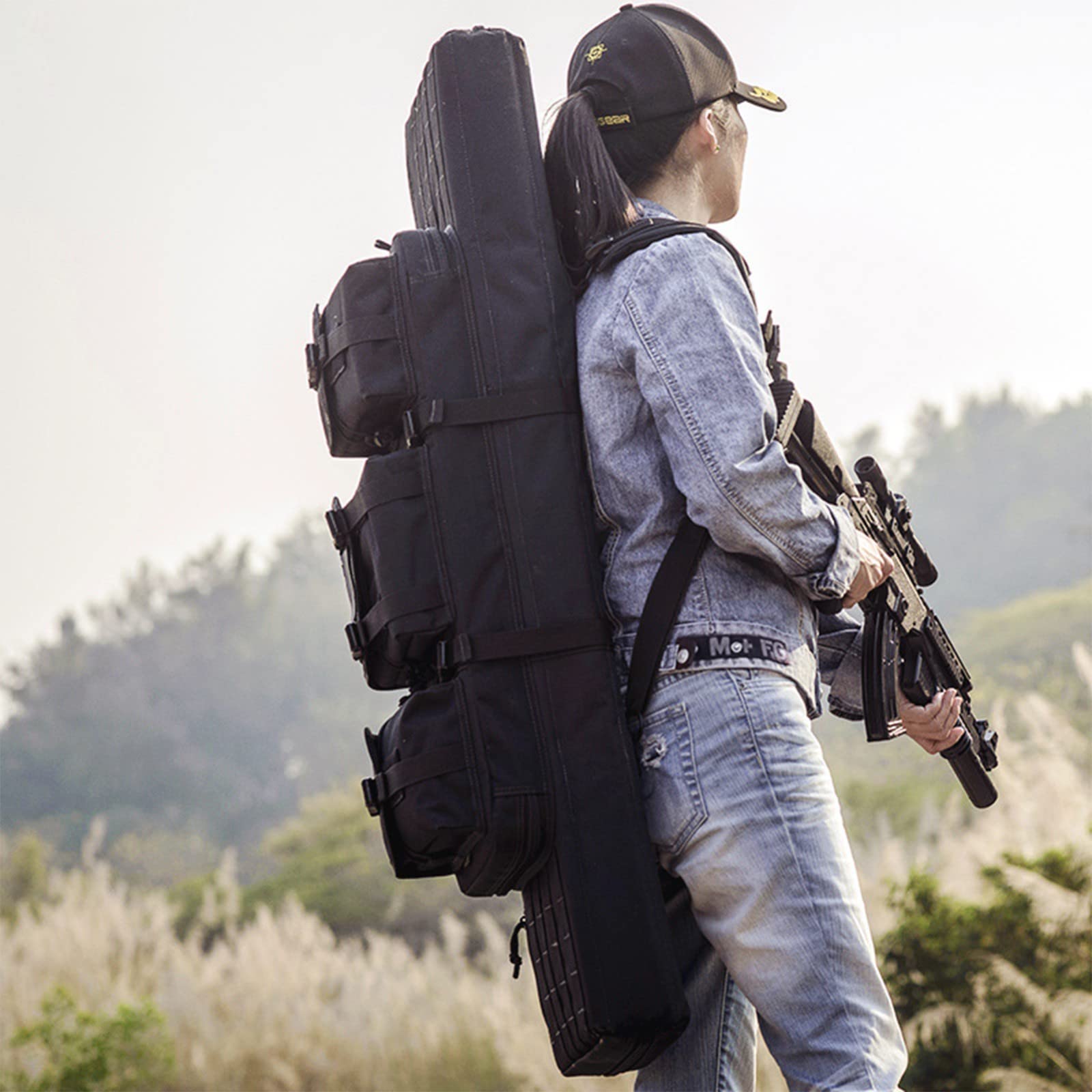 Funda para Armas Largas,Bolsa para Rifle con Cerradura,Funda para Transporte de Armas,Funda Mochila para Carabina, Escopeta de Airsoft con Correa para El Hombro para Caza Pesca