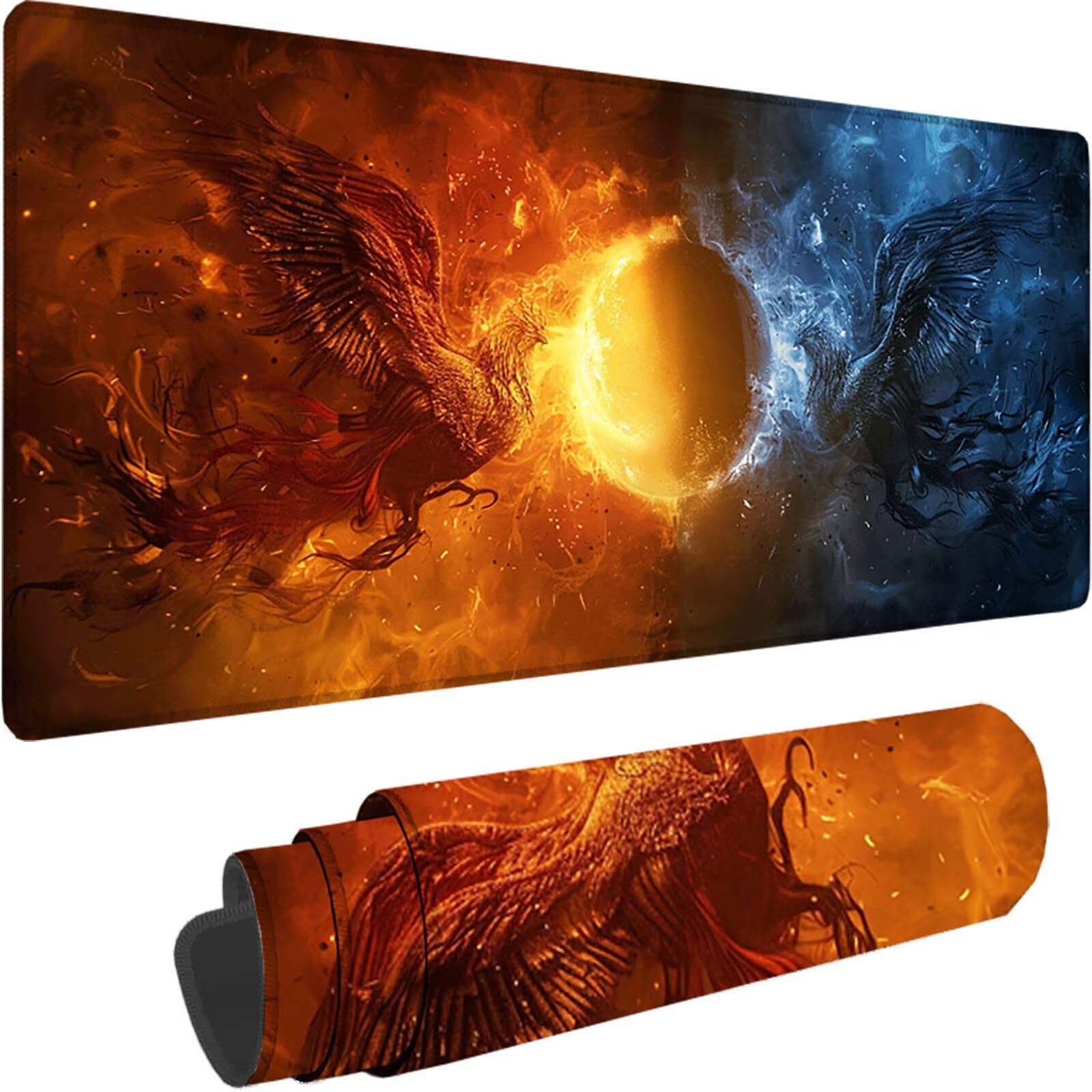 Large Mouse Pad 24 x 16 in, Extended Mousepad Red Desk Mat Animal, Adults Gaming Mouse Pad, Waterproof Soft Keyboard Mat with Stitched Edges Non-Slip