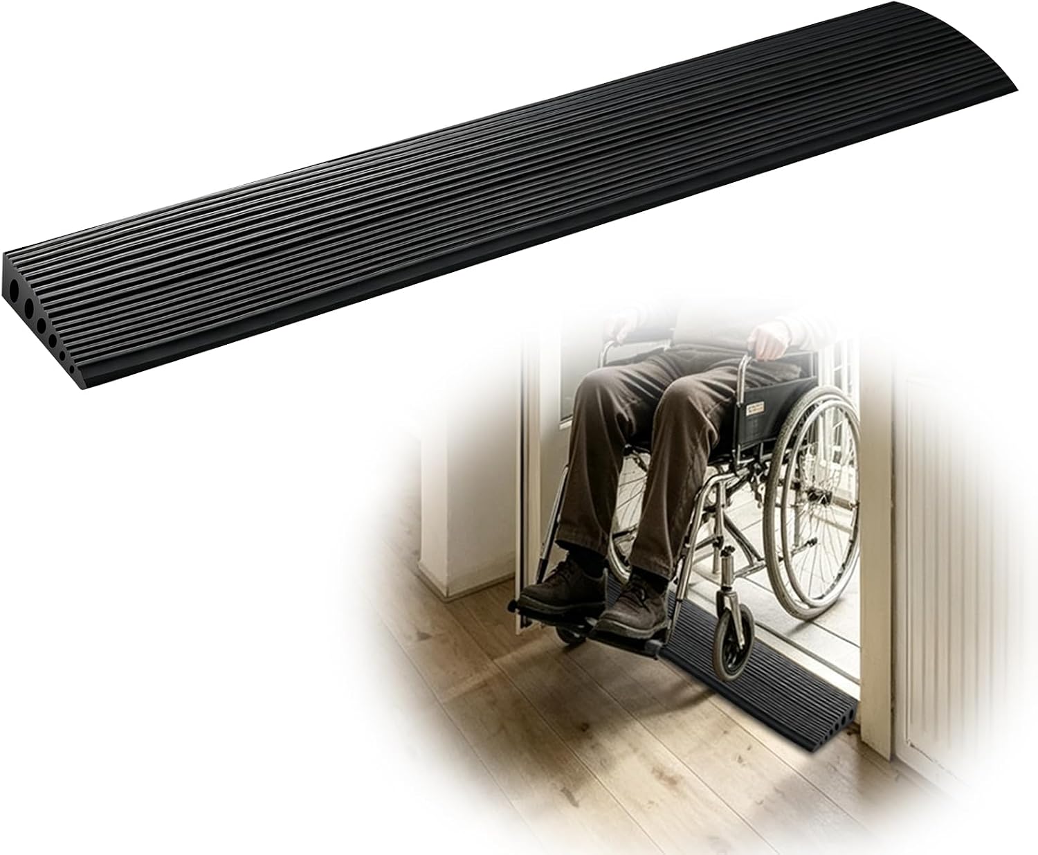 1” Rise Rubber Threshold Ramps for Doorway, 35.5" Wheelchair Ramp for Home