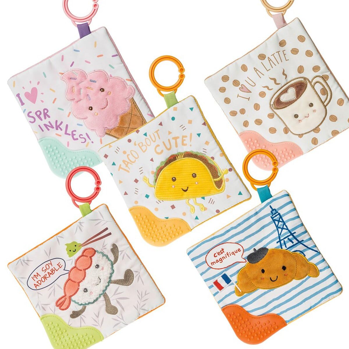 Sweet Soothie Crinkle Teether Toy with Baby Paper and Squeaker, 6 x 6-Inches, Latte