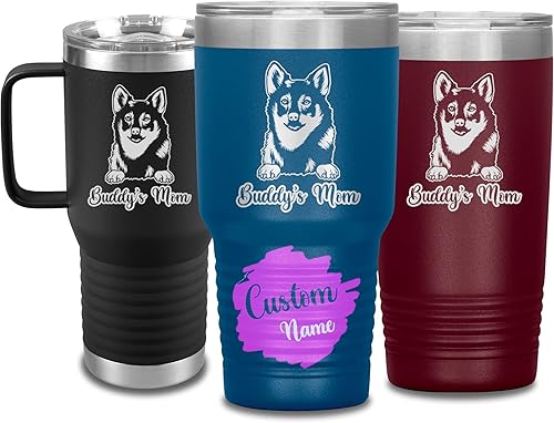 Vista 64 de Vaso de viaje de Navidad personalizado, perro pastor alemán, mamá y papá, dueño de perro pastor alemán personalizado, recuerdo grabado