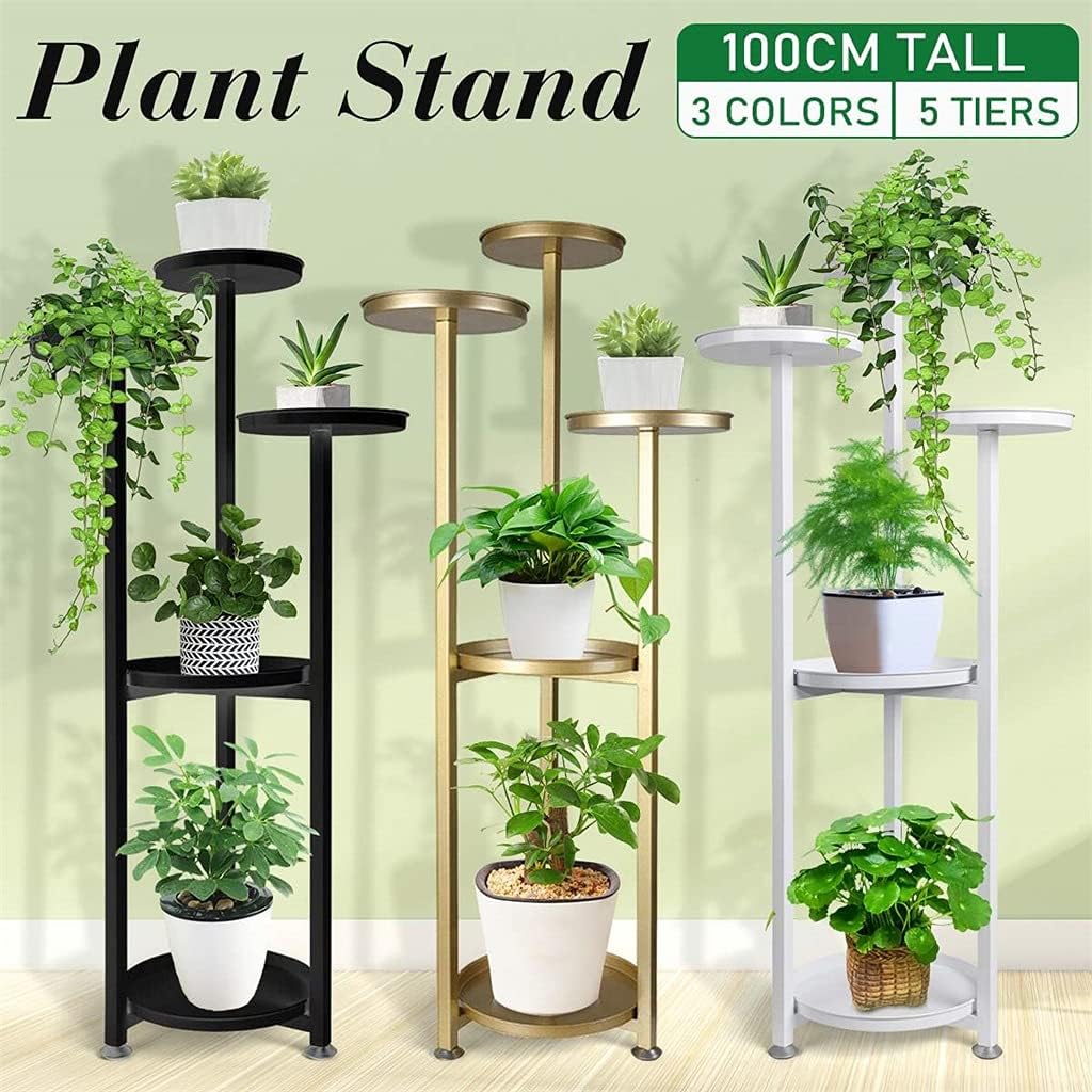 5 Tiers Metal Plant Holder Display Shelf Home Indoor Outdoor Garden Decor Flower Stand With Foot Pad(D)