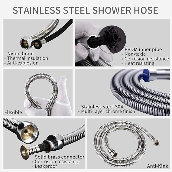 TourKing Hand-held Bidet Sprayer Set, Stainless Steel Toilet Shattaf Cloth Diaper Sprayer with Anti-leaking Hose and Pet Dog Bath,Bathroom Cleaning and Personal Hygiene