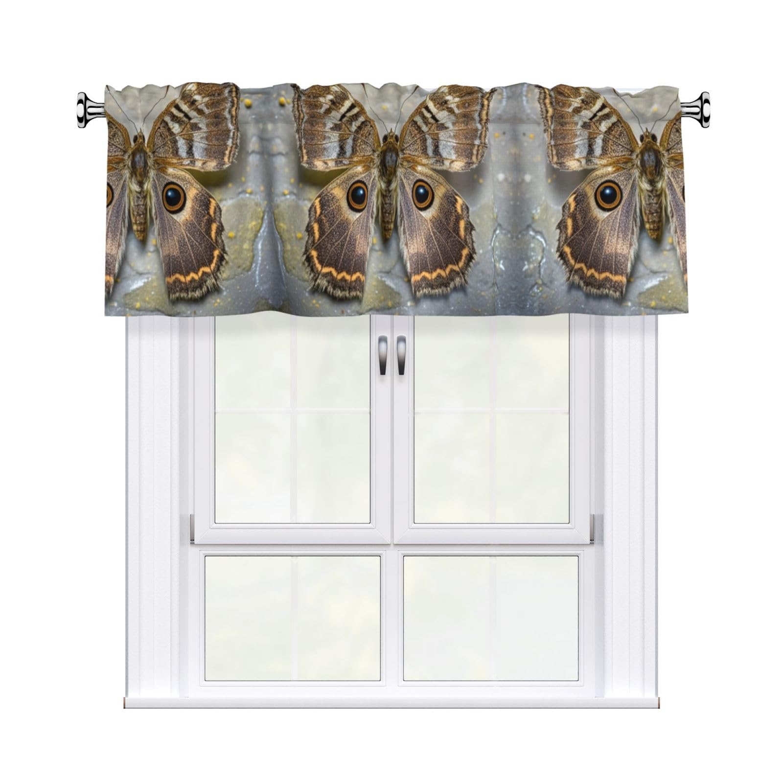 LMNGH Moth Curtain Valance for Windows,Kitchen Window Curtains Blackout Drapes Window Treatments Decorative Rod Pocket Short Curtain for Living Room Bedroom,54" W x 18" L