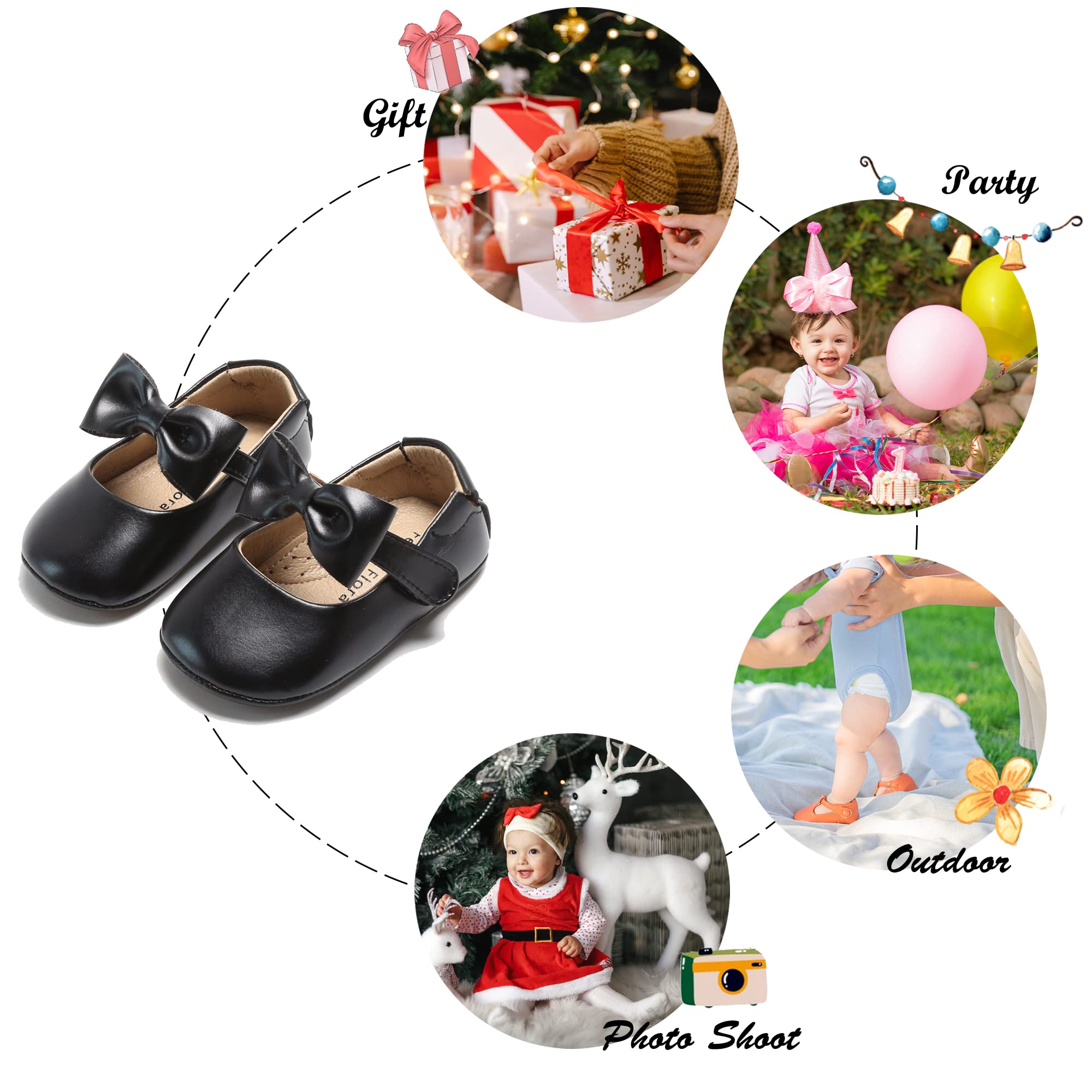 Felix & Flora Zapatos de princesa Mary Jane con suela suave para bebés y niñas