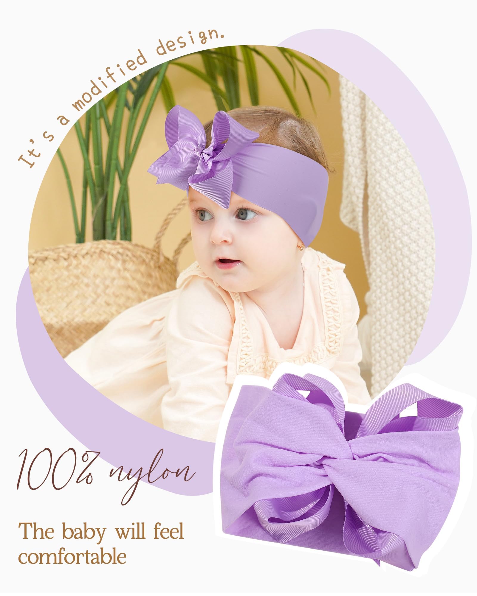 doboi 20 Stück Baby-Schleifen, Baby-Haarbänder aus Nylon, mit Schleife, handgefertigt, elastisch, für Babys, Mädchen, Neugeborene, Säuglinge, Kleinkinder und Kinder
