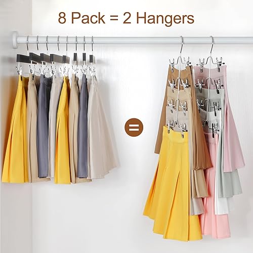 Miniatura 3 de TOPIA HANGER Perchas de metal para falda de 4 niveles para mujer, percha para pantalones, ahorra espacio con clips ajustables, gana un 70% más de