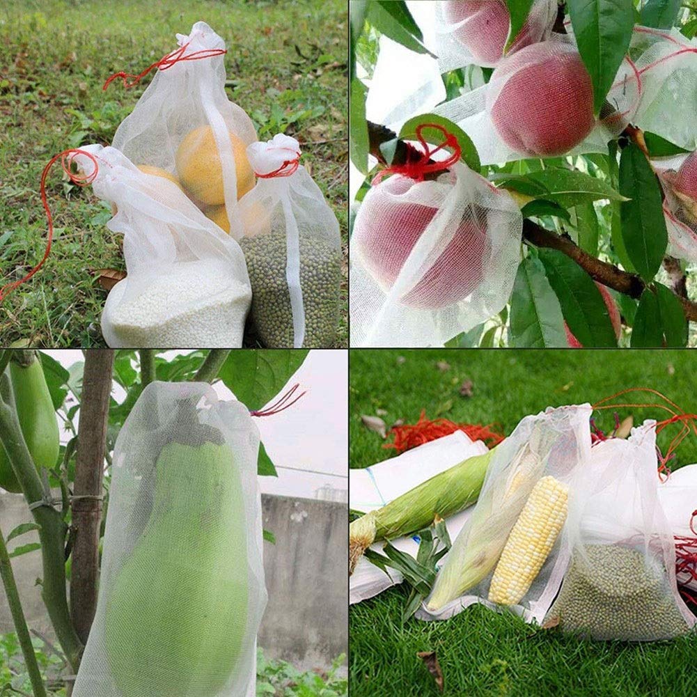 Bolsas de Malla Protectoras for Plantas, 50 Unidades, for Frutas y Verduras, Barrera contra plagas for árboles frutales y huertos (15 x 10 cm)(25x15cm)