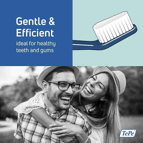 TePe Select Medium Toothbrush, Adult Medium-Bristle Toothbrush with Tapered Head and Angled Neck, Pack of 1