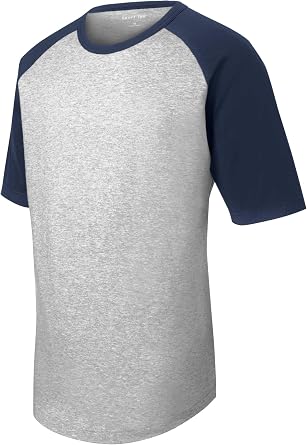 SPORT-TEK Unisex Short Sleeve Colorblock Raglan Jersey | Athletic T-Shirt for Men & Women, Lightweight Workout Clothing