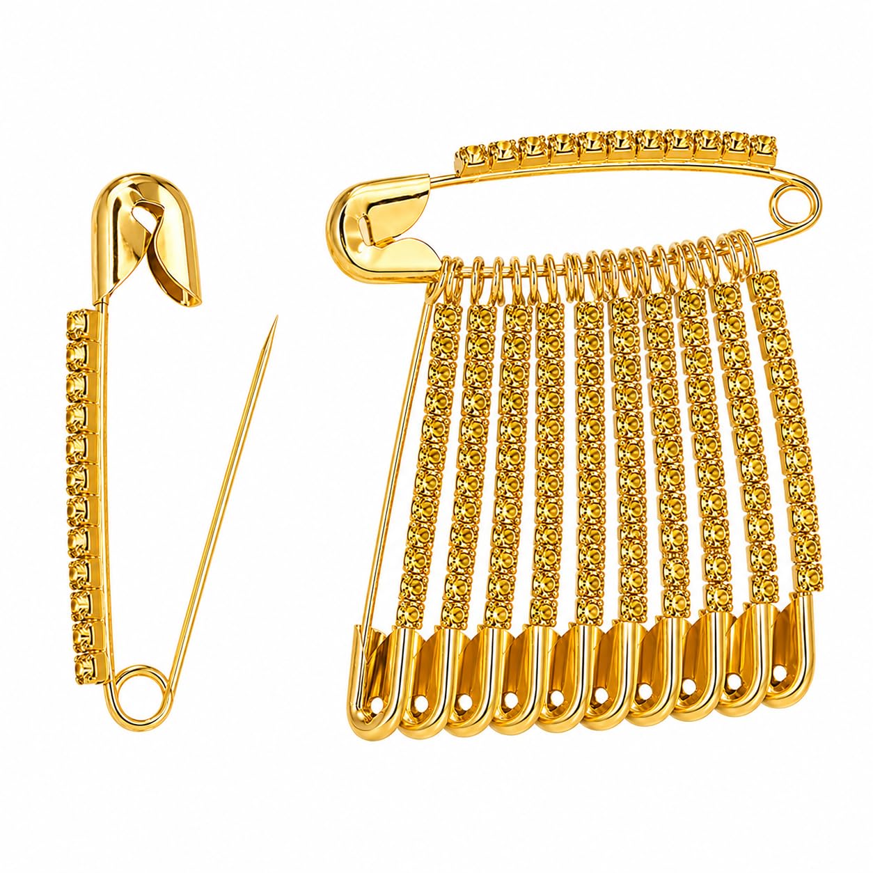 Stone Safety Saree Pin For Party & Wedding, Womens & Girls 40mm, Pack of 12-picture-44