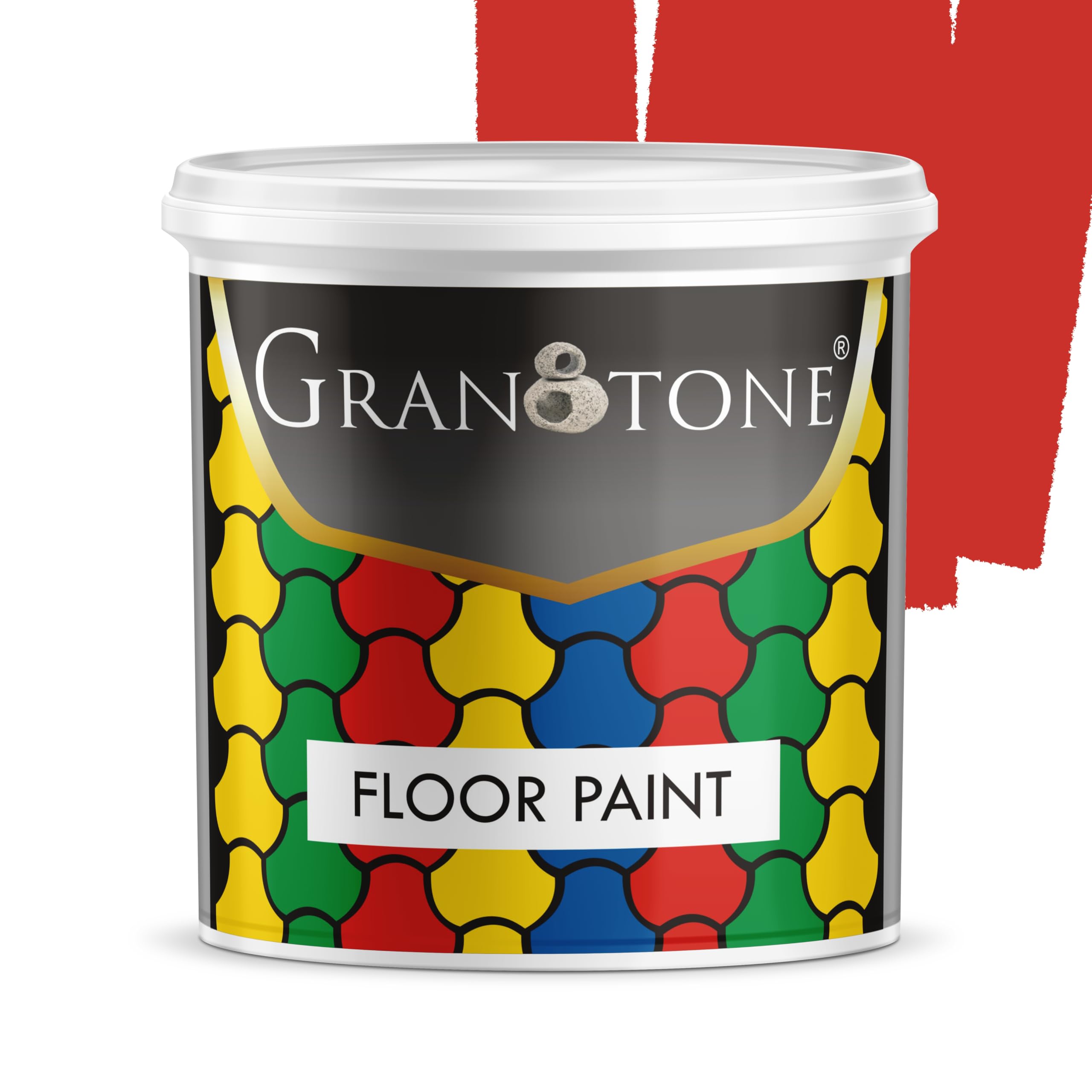 GRANOTONE Floor paint for cement floor and tiles, Polyurethane and Acrylic Polymer Based Concrete Sealer, Anti-Slip, Thick & Durable tile paint 1 L,P.O. RED