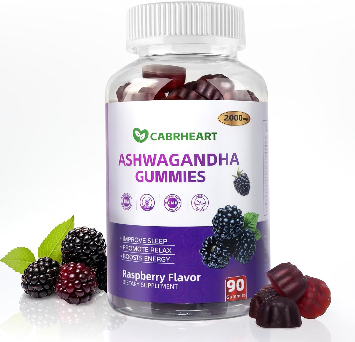 Ashwagandha Gummies for Women Men,Stress Relief,Immune Support,Calm Mood,Melatonin,2000mg Ashwagandha Root Extract Supplements Gummy,90 Count