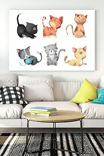 Postermanya (pster16521) Kediler Tasarım Çocuk Odası Kanvas Tablo 50 x 70