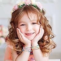 Vista 6 de Lorfancy Pulseras para niños y niñas, pulseras de cuentas con letras para bebés, lindas amistades y princesas, elásticas, accesorios de joyería