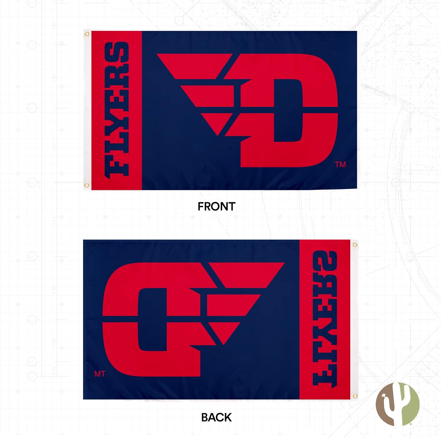 Desert Cactus University of Dayton Flag Flyers UD Banners 100% Polyester Indoor Outdoor 3x5 feet Flags (Team Name) - Image 2
