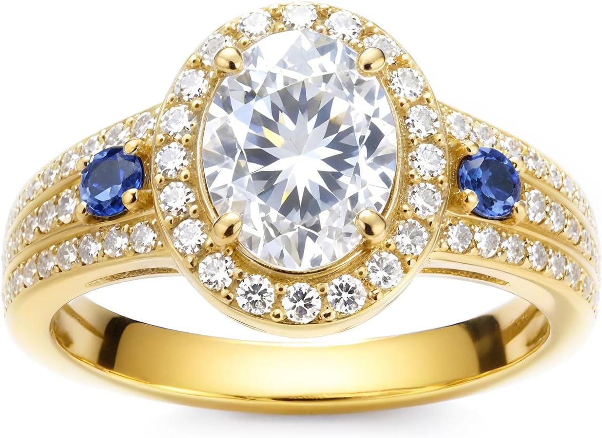 10K/14K/18K White/Yellow/Rose Gold IGI Certified Lab Grown Diamond and Sapphire Personalized Engagement Ring for Women, 1-5 Carat D Color-VVS Clarity - Image 2