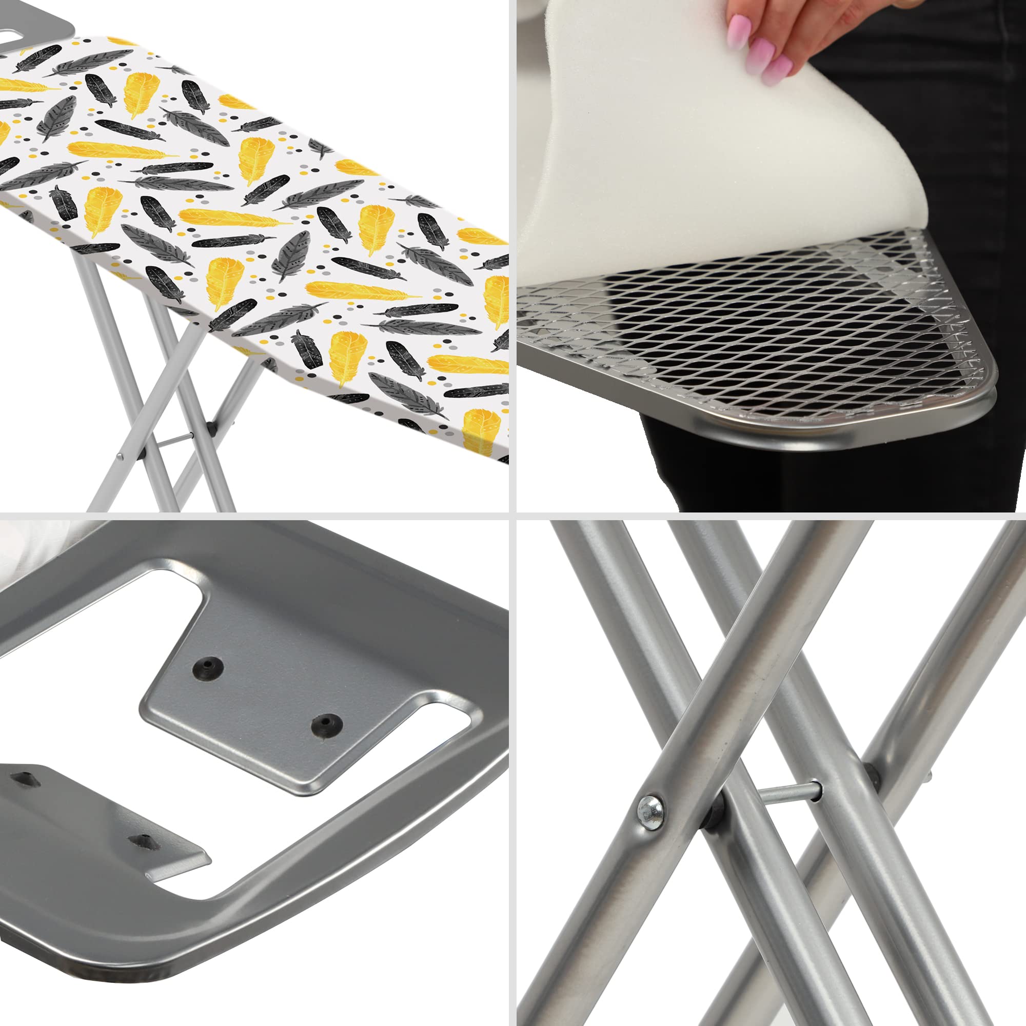 KADAX Bügelbrett 105 x 30 cm, Dampfbügeltisch mit Antirutschfüßen, höhenverstellbares Bügelbrett mit ab-nehmbaren Überzug, Bügeltisch für Dampfbügeleisen