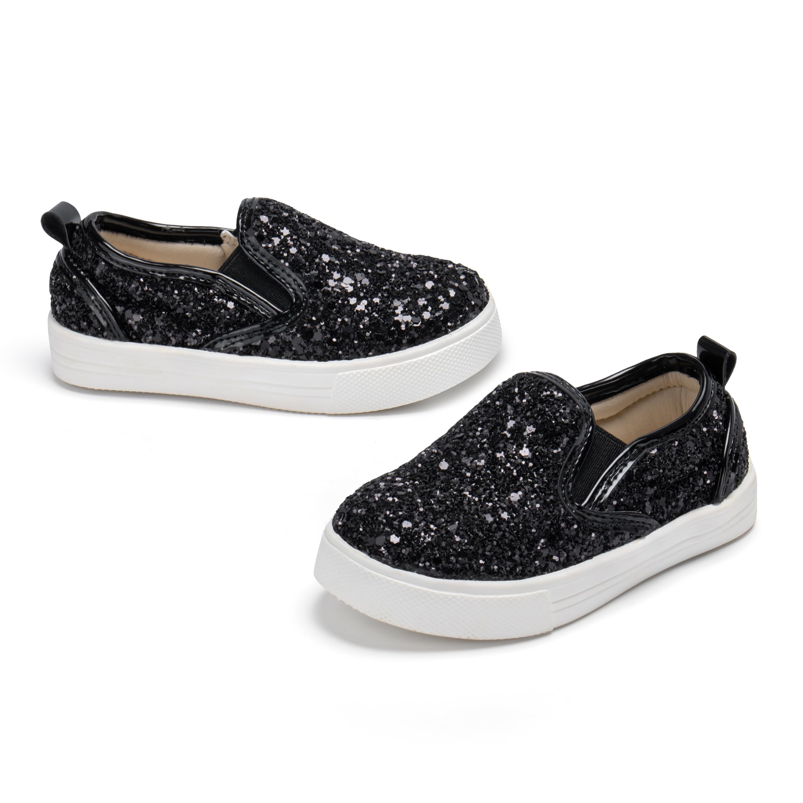 Sparkly Sneakers for Girls 3-12 Years Slip-On Comfort Fit Casual Princess Shoes