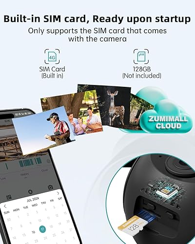 Miniatura 7 de ZUMIMALL Cámaras de seguridad solares celulares 4G LTE inalámbricas para exteriores, cámaras de 3MP sin WiFi para seguridad del hogar, vista en vivo